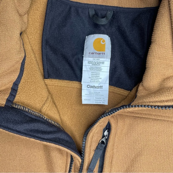 Carhartt Vest Mens Medium Brown Full Zip Fleece Workwear - Picture 4 of 8
